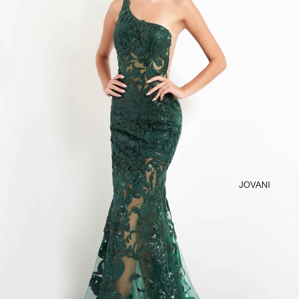 Jovani Forrest Embellished Sheer Dress